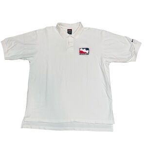 NIKE Indy Racing League White Short Sleeve Polo Shirt Size Large